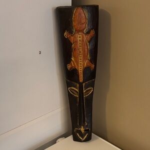 Handcrafted Tribal Mask Wall Art - Black and Brown